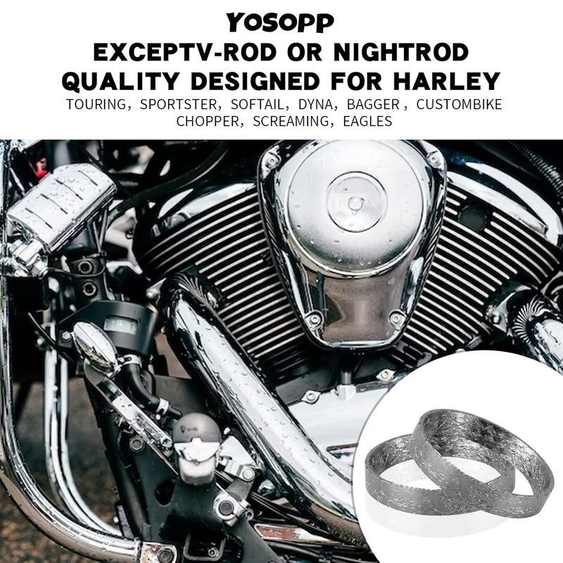 YOSOPP Cone Exhaust Gasket for Harley, Made of Graphite & Steel Mesh - Fits 1984-later Most Harley Davidson Bikes: Touring, Sportster, Dyna, Softail (1 Pair 2pcs) - Image 5